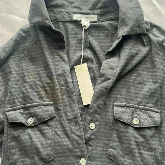 NWT super soft gray striped James Perse Button Up Shirt size 1 smalll - Picture 3 of 3